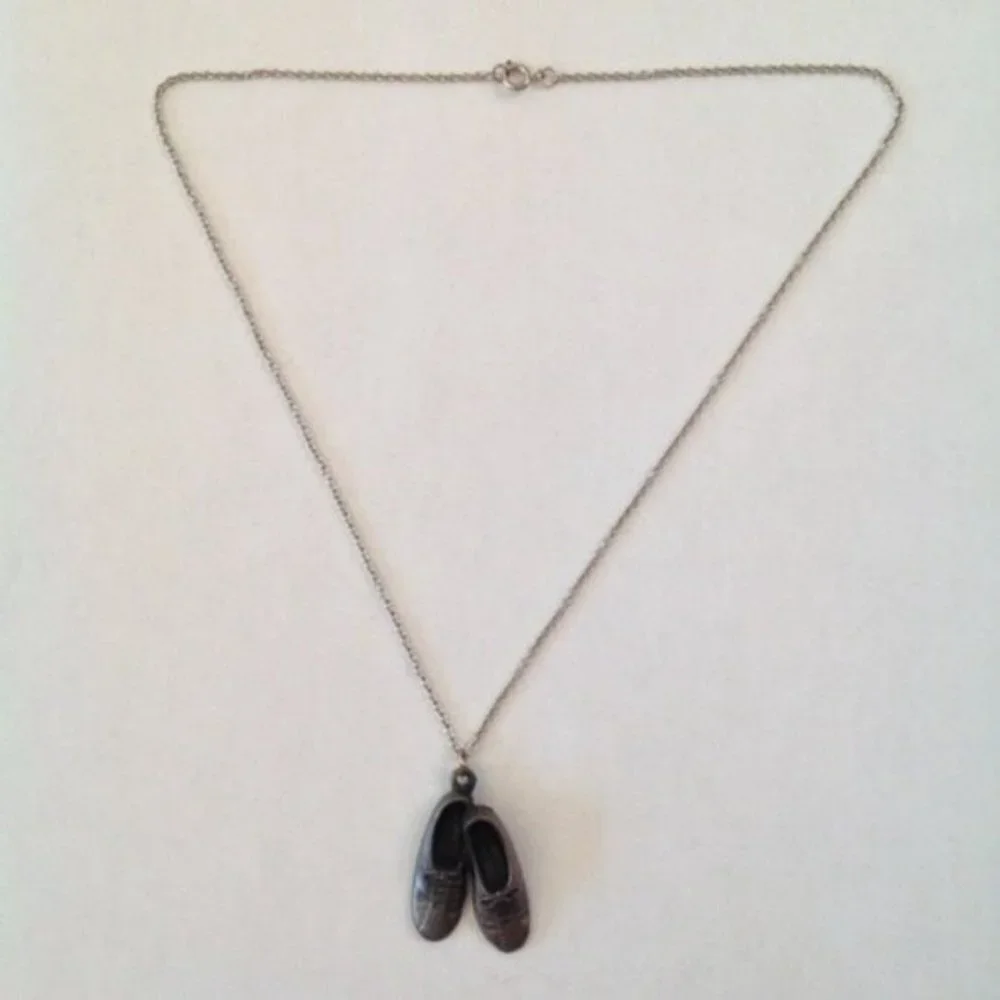 Jog For Your Life Sneakers Pendant Necklace Silver Womens Jewelry Holiday‎ Gift